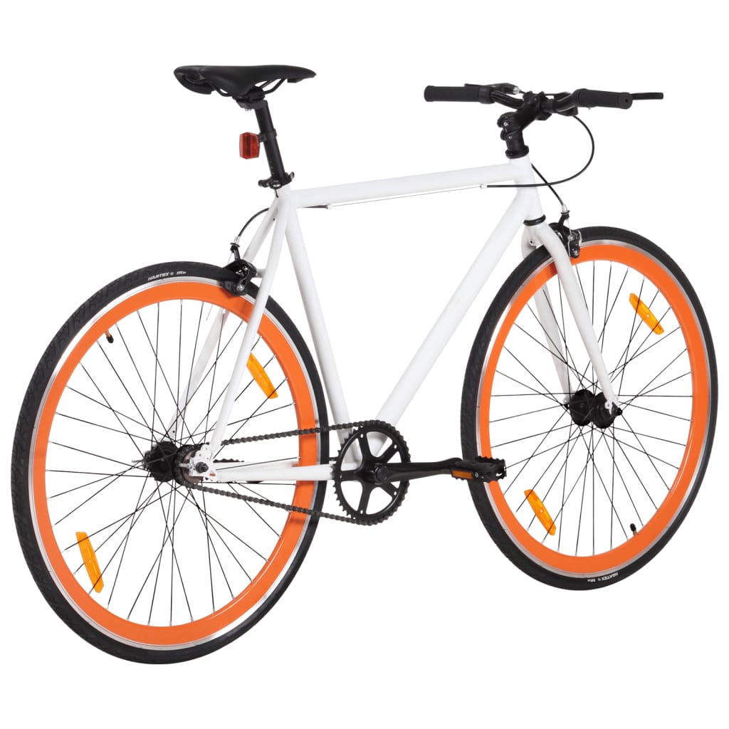 vidaXL Bicicleta de mudanças fixas 700c 59 cm branco e laranja