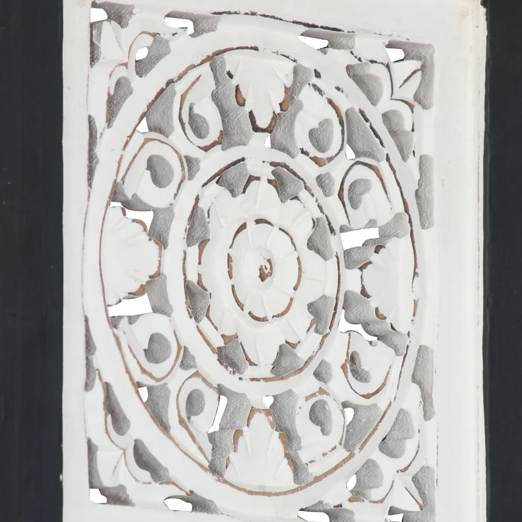 vidaXL Painel de parede esculpido à mão MDF 40x40x1,5 cm preto/branco