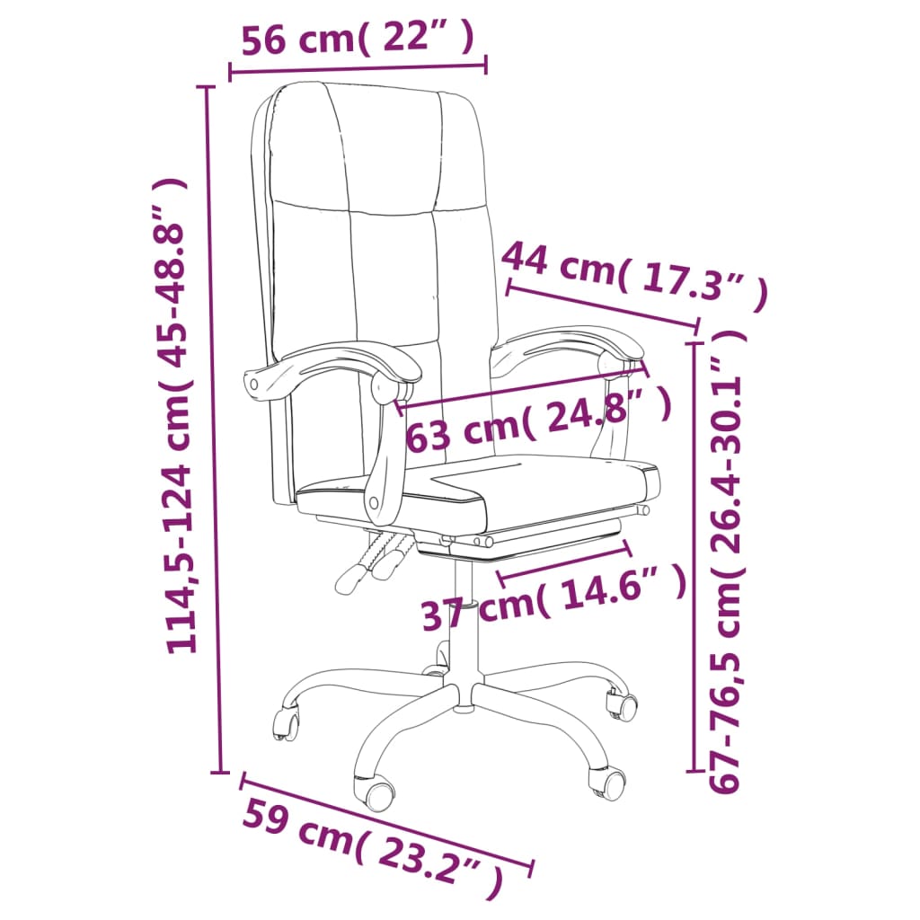 vidaXL Cadeira de escritório reclinável tecido cinzento-acastanhado