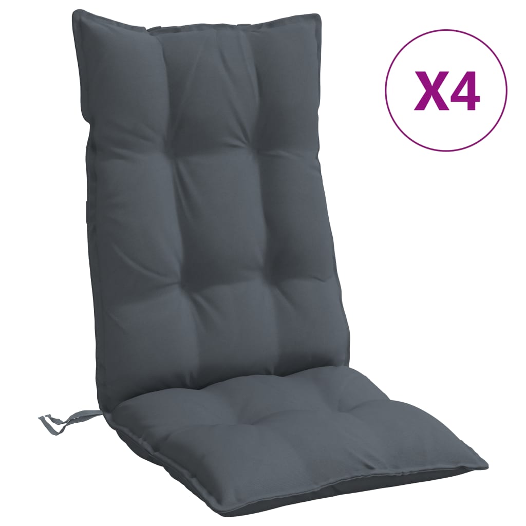 vidaXL Almofadões p/ cadeira encosto alto 4pcs tecido oxford antracite