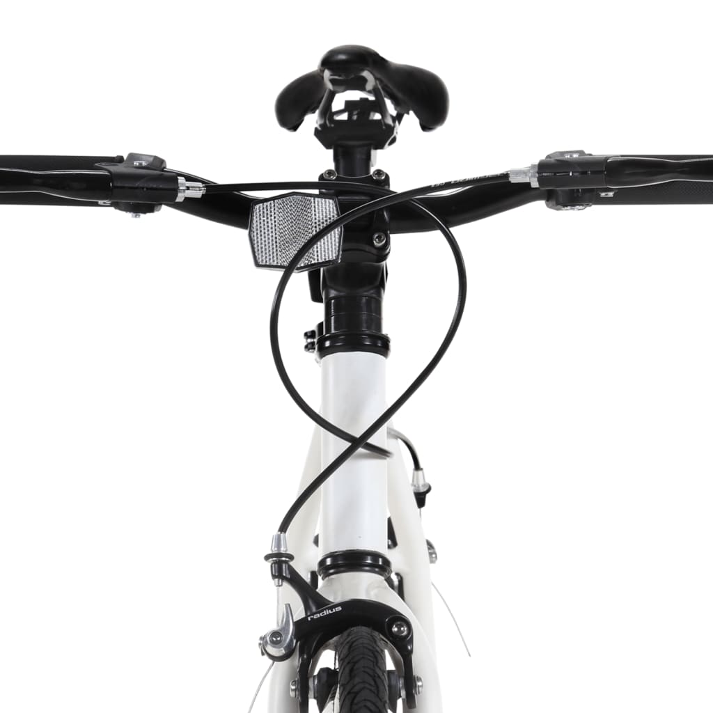 vidaXL Bicicleta de mudanças fixas 700c 55 cm branco e preto