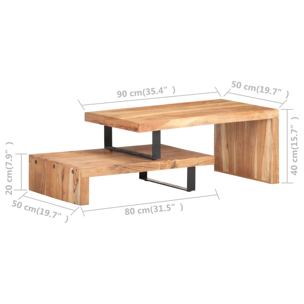 vidaXL 2 pcs conjunto de mesas de centro madeira de acácia maciça