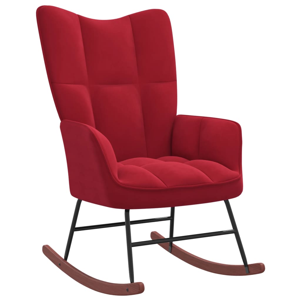 vidaXL Cadeira de baloiço com banco veludo vermelho tinto