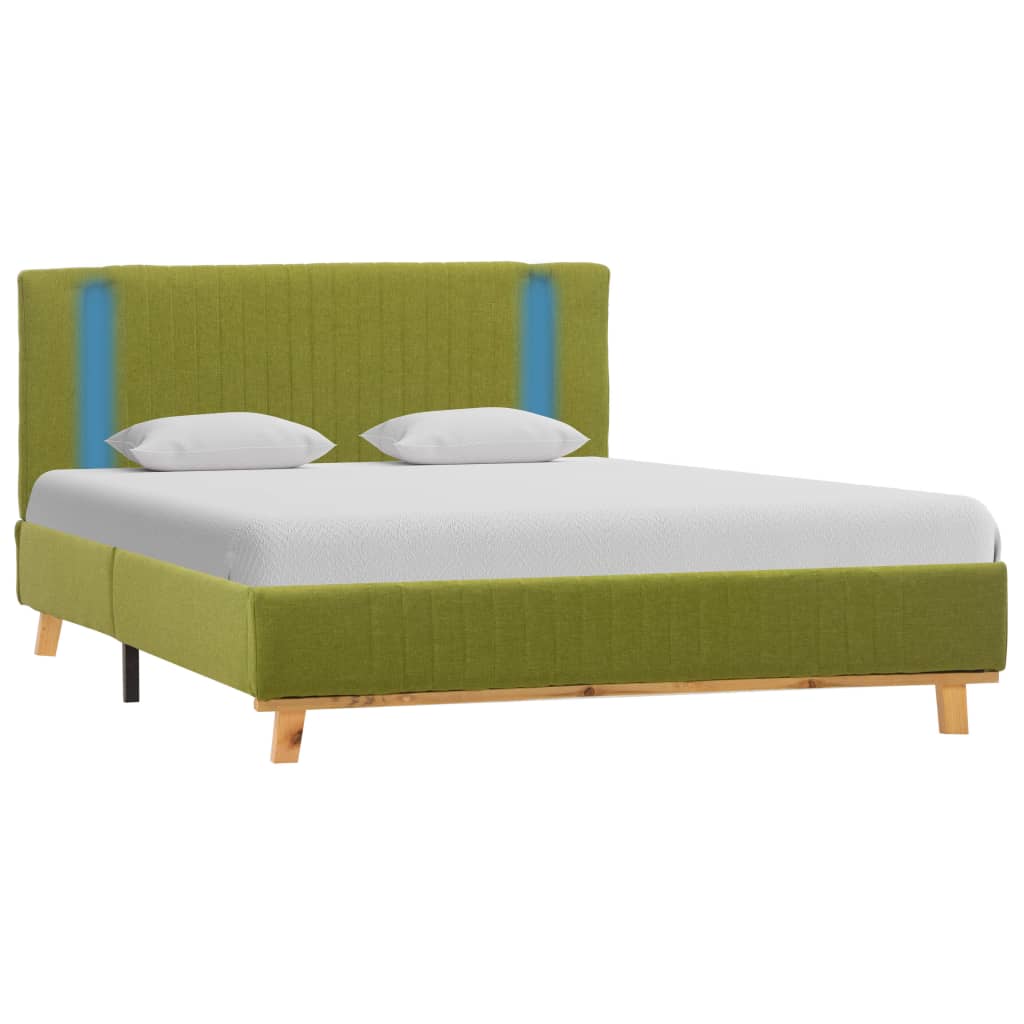 vidaXL Estrutura de cama com LED em tecido 120x200 cm verde