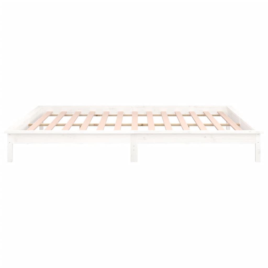 vidaXL Estrutura de cama com luzes LED 120x200cm madeira maciça branco