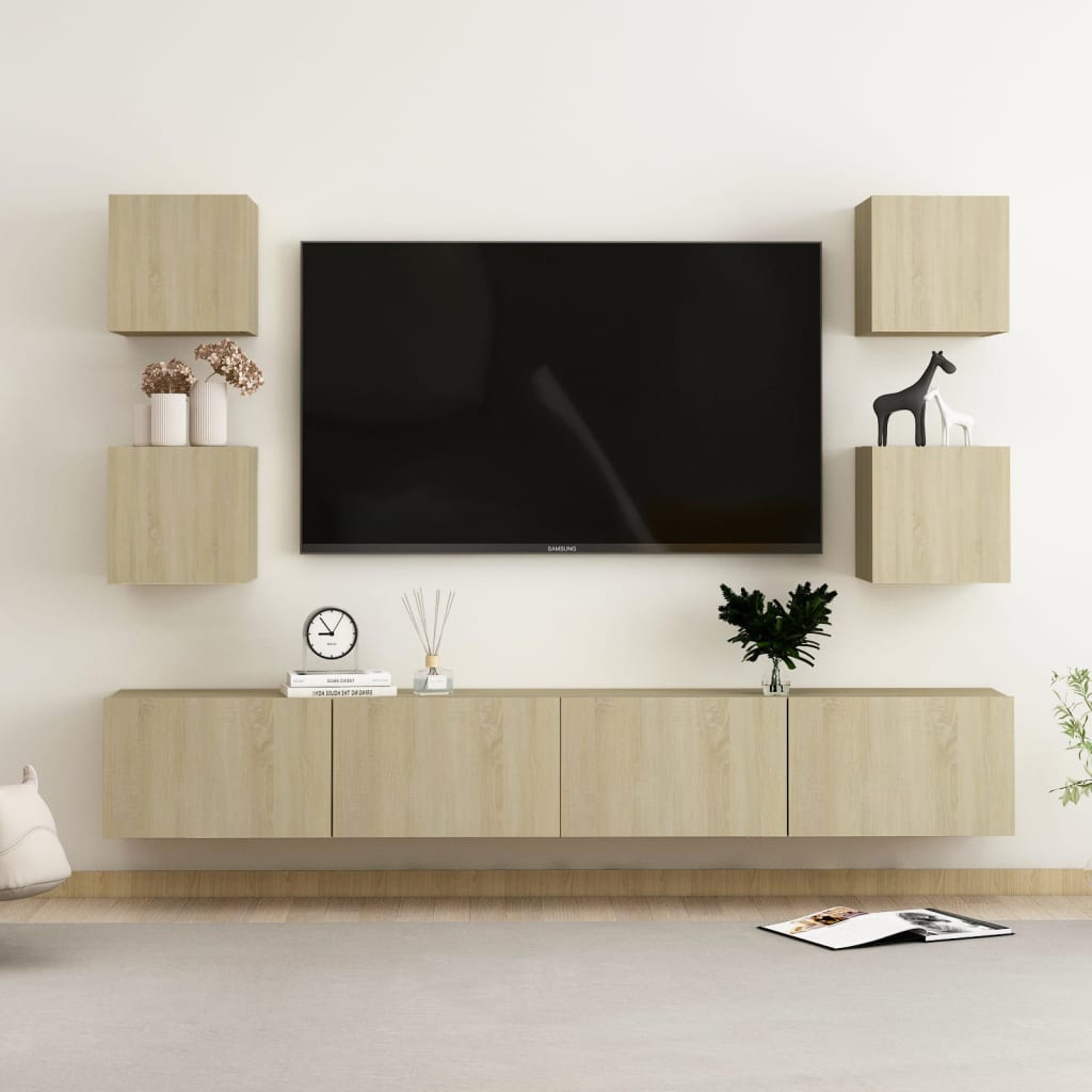 vidaXL 6pcs conjunto de móveis de TV contraplacado cor carvalho sonoma