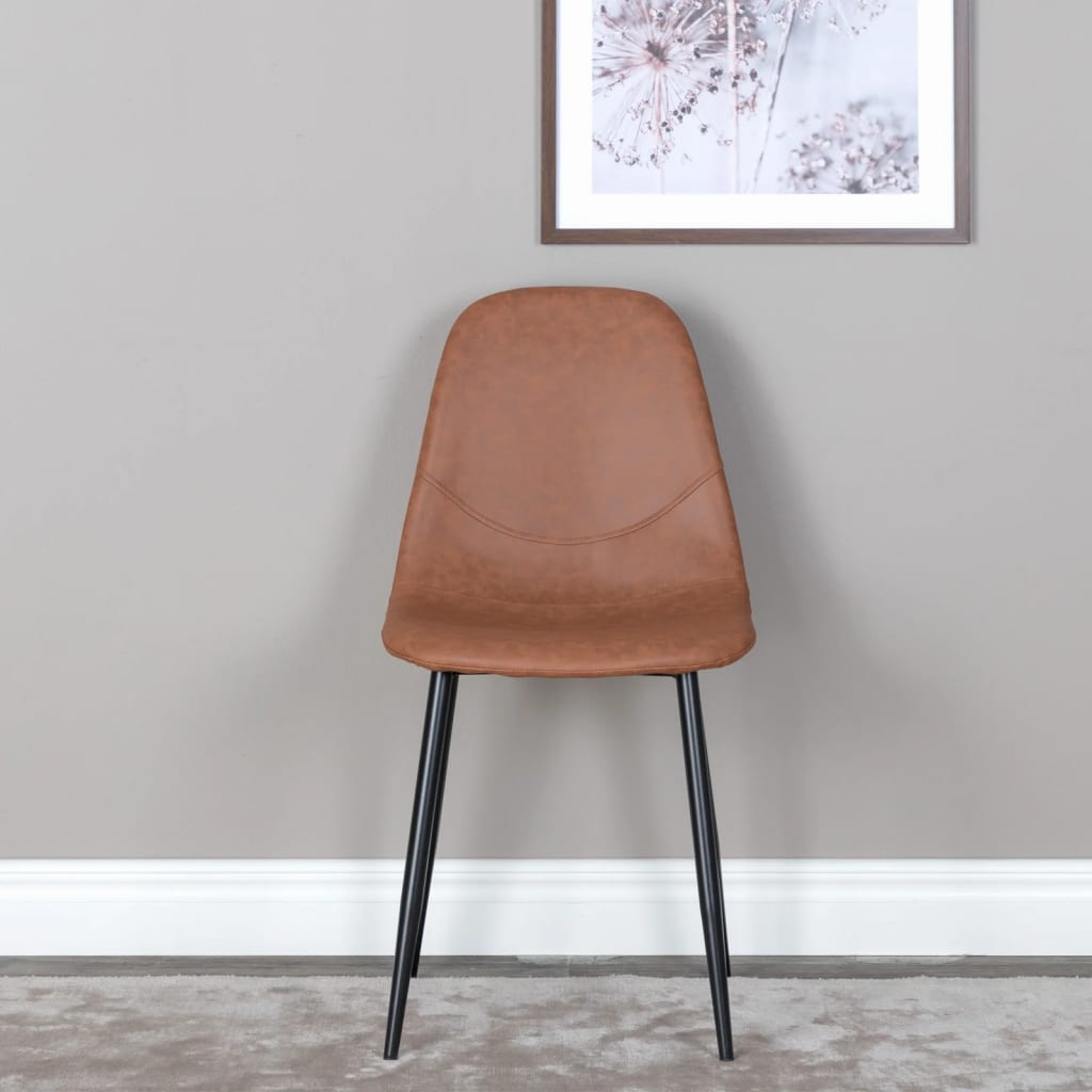 Venture Home Cadeiras jantar Polar 2pcs aspeto de couro castanho/preto