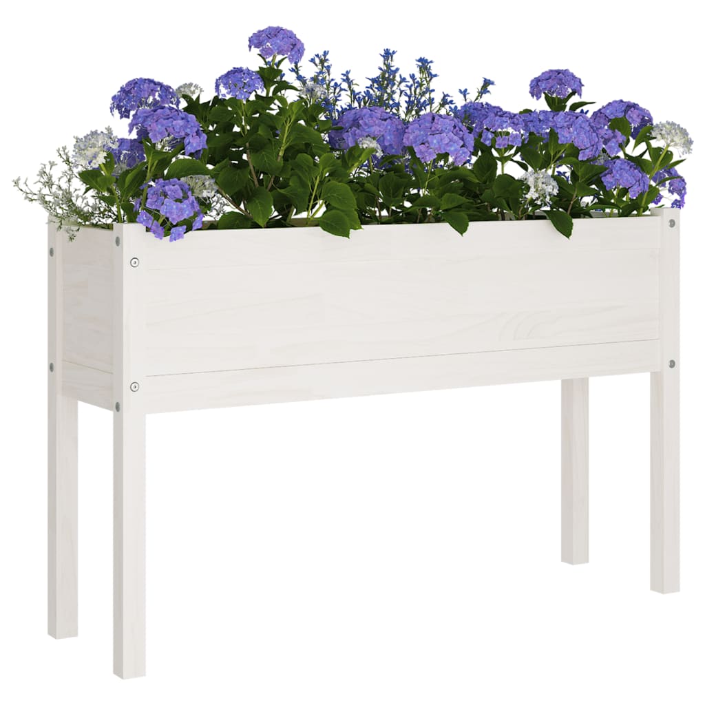 vidaXL Vaso/floreira de jardim 110x31x70 cm pinho maciço branco