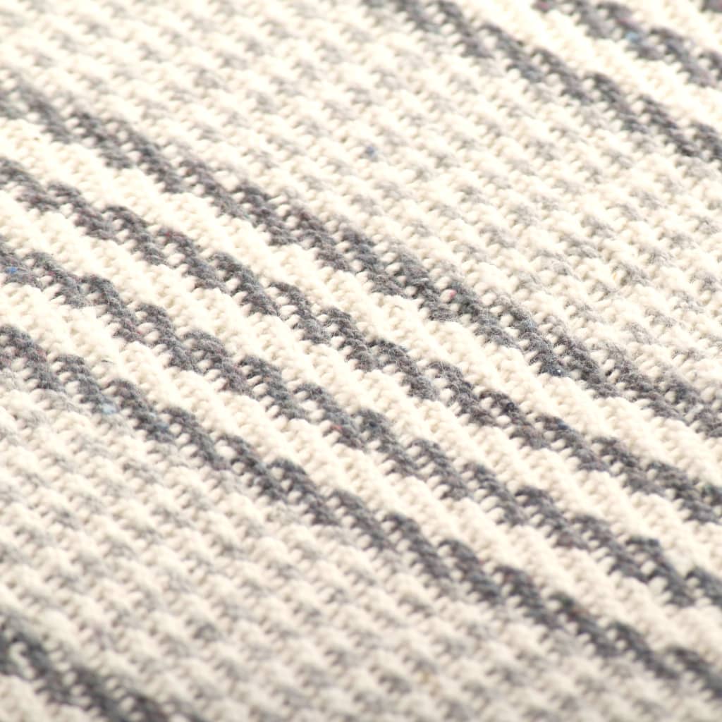 vidaXL Manta em algodão às riscas 160x210 cm cinzento e branco