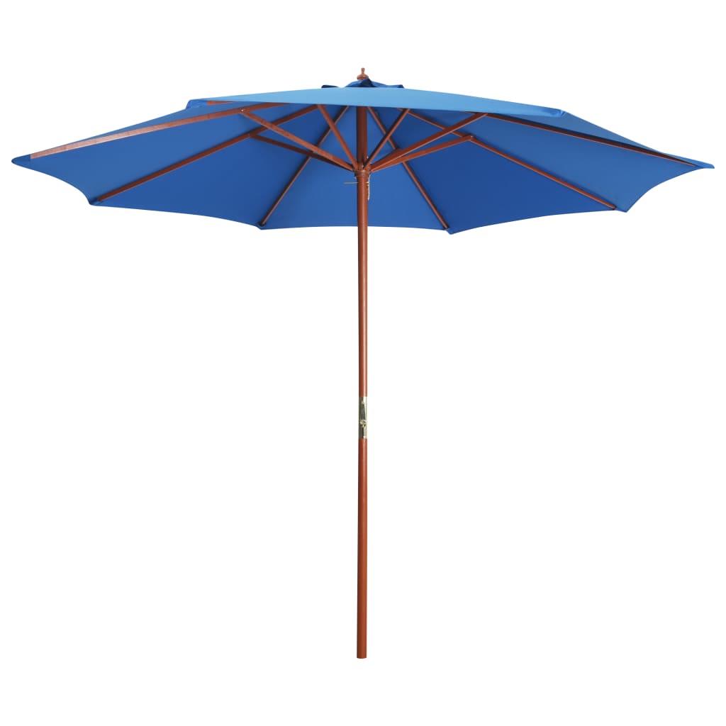 vidaXL Guarda-sol com mastro de madeira 300x258 cm azul