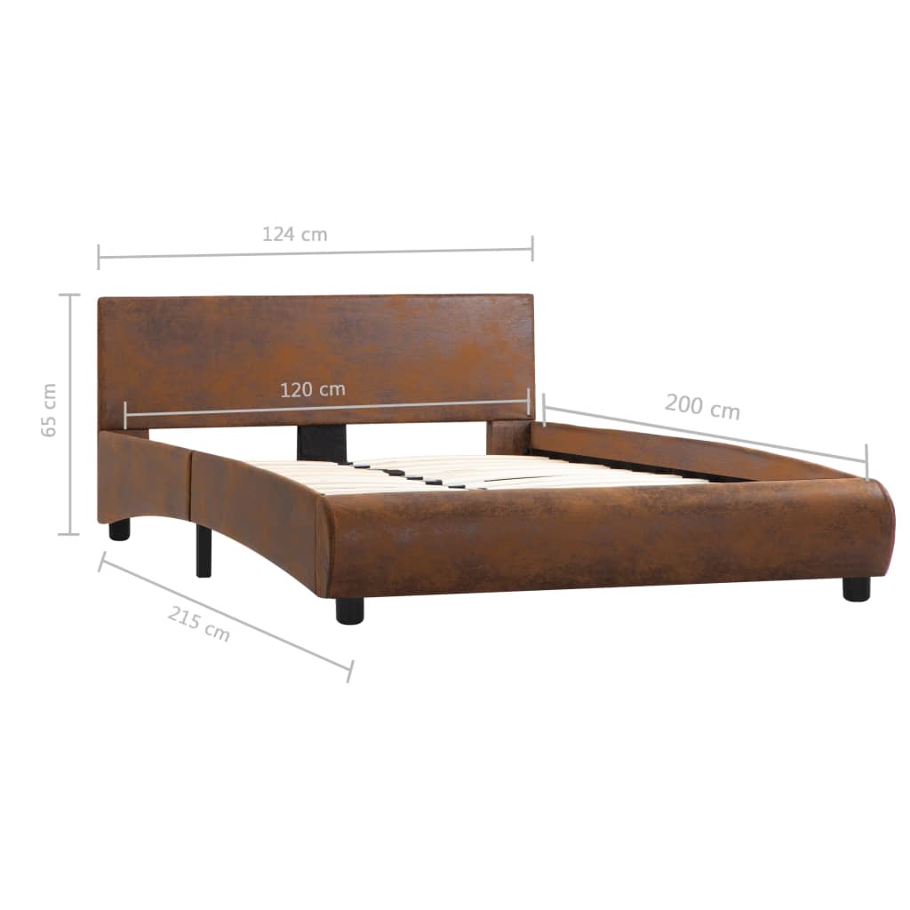 vidaXL Estrutura de cama 120x200 cm couro artificial castanho