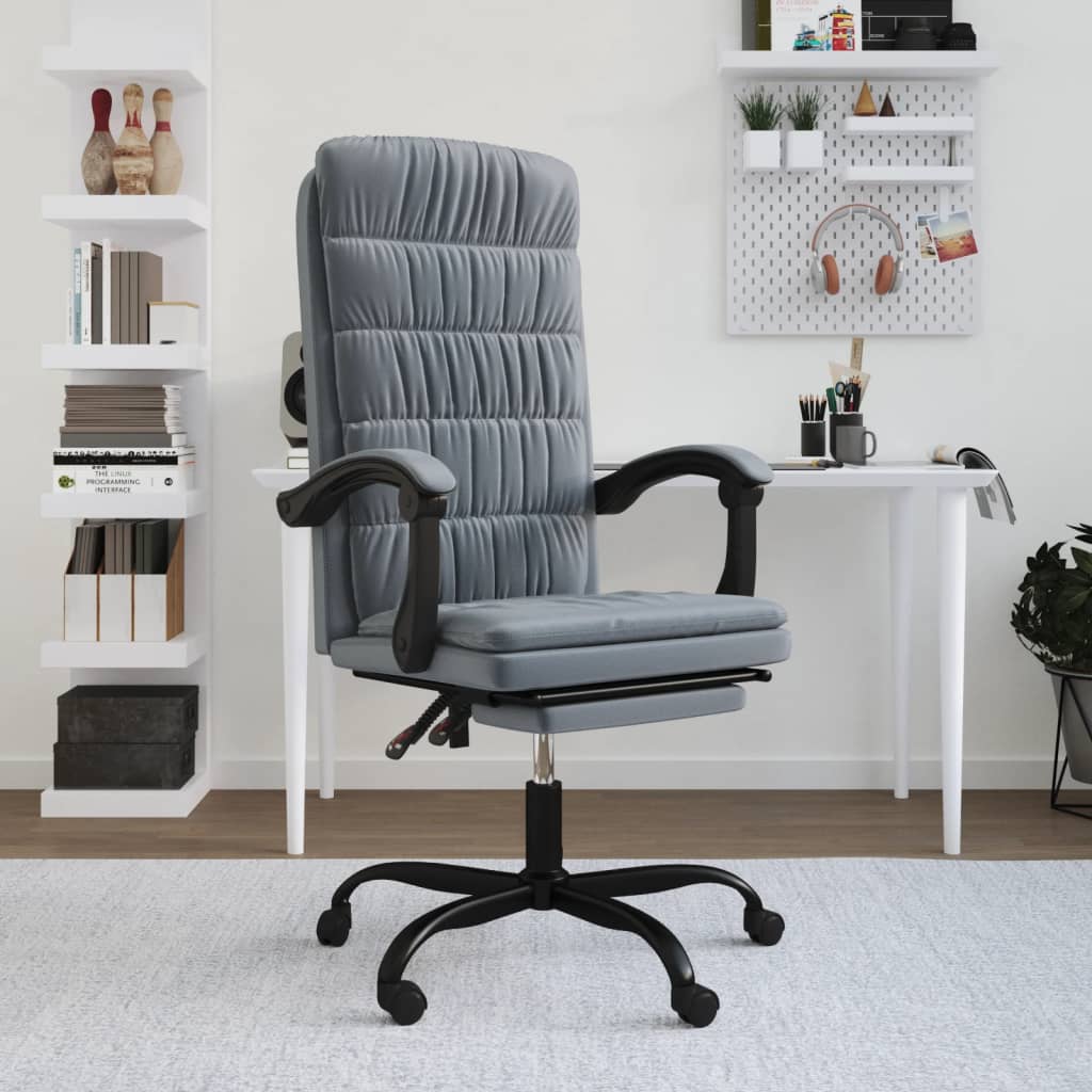 vidaXL Cadeira de escritório reclinável veludo cinzento-escuro