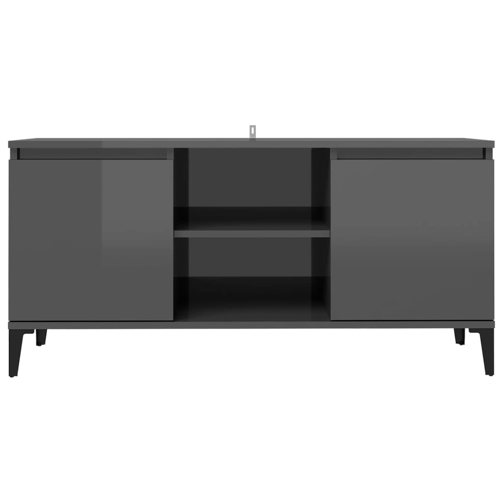 vidaXL Móvel de TV com pernas em metal 103,5x35x50 cm cinza brilhante