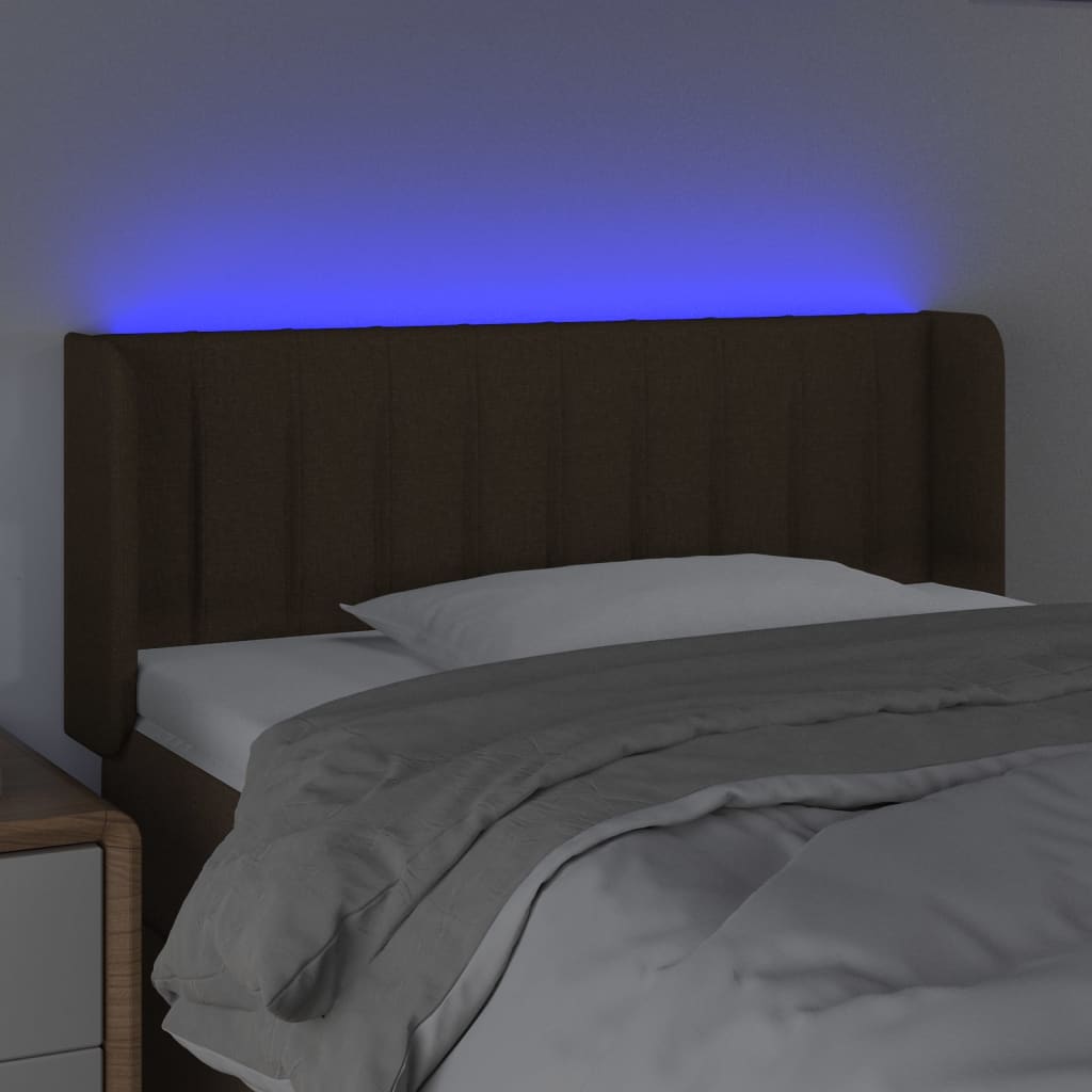vidaXL Cabeceira de cama c/ luzes LED tecido 103x16x78/88 cm castanho