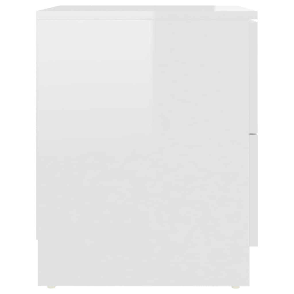 vidaXL Mesa de cabeceira 40x40x50 cm contraplacado branco brilhante