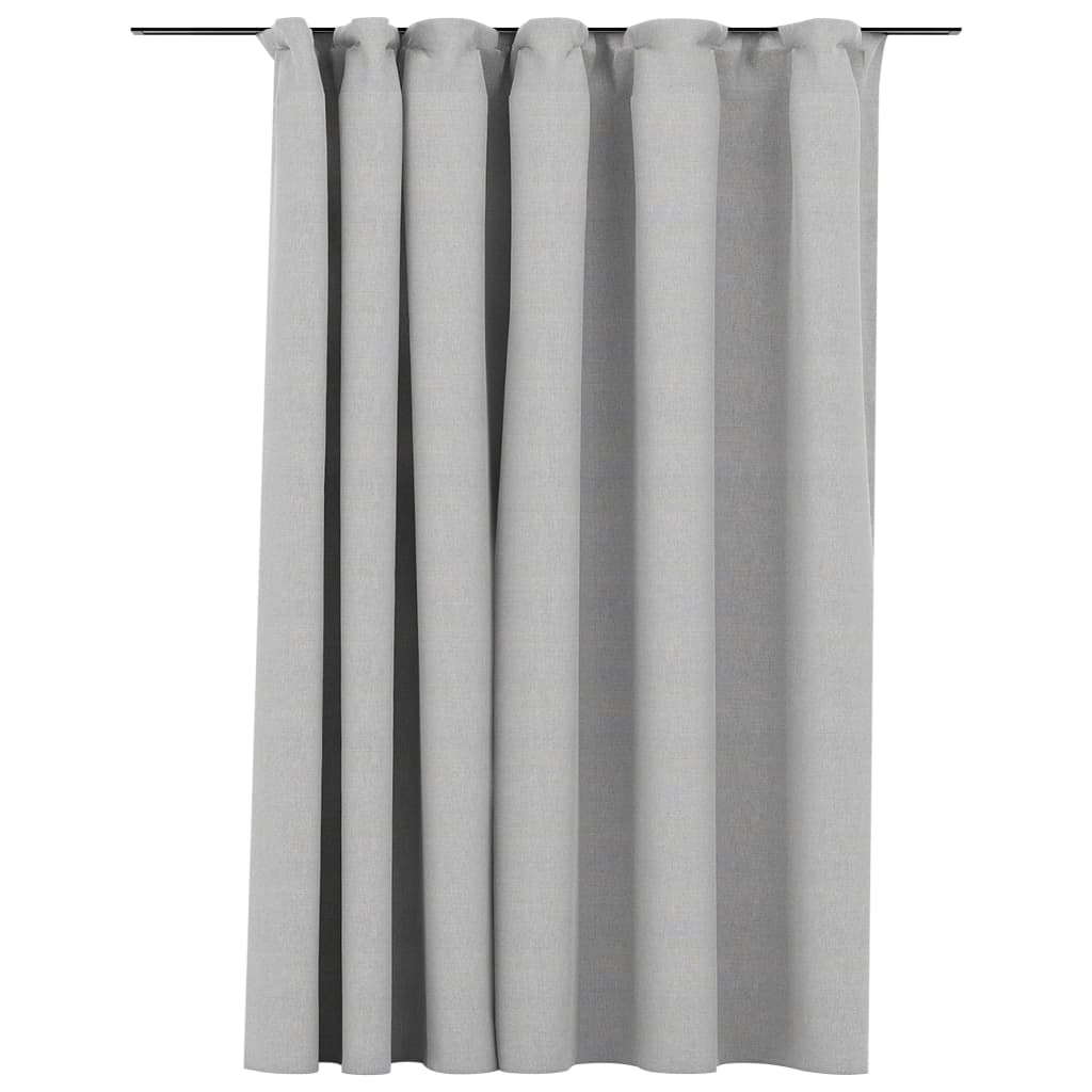 vidaXL Cortinas opacas aspeto linho com ganchos 290x245 cm cinzento