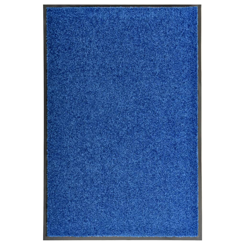 vidaXL Tapete de porta lavável 60x90 cm azul