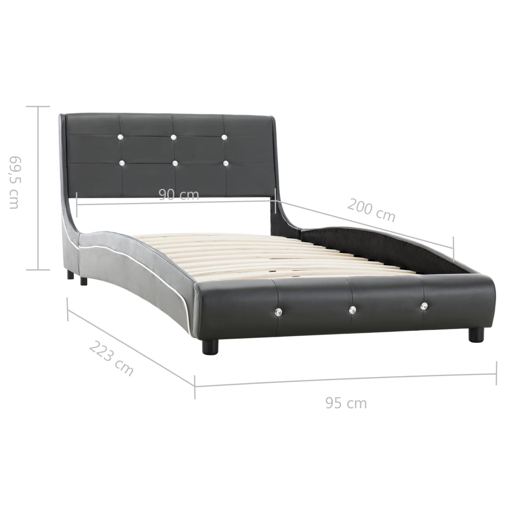 vidaXL Estrutura de cama 90x200 cm couro artificial cinzento