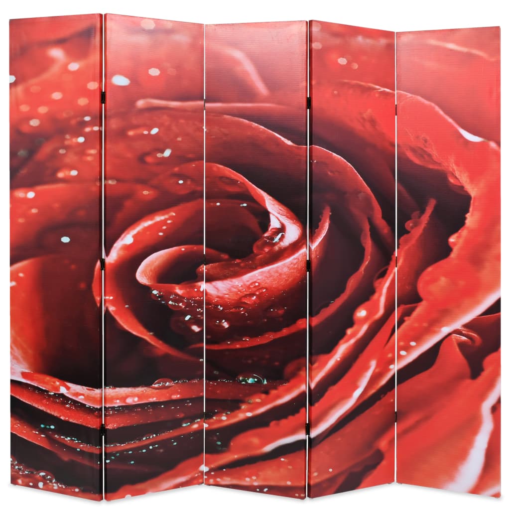 vidaXL Biombo dobrável com estampa de rosa vermelha 200x170 cm