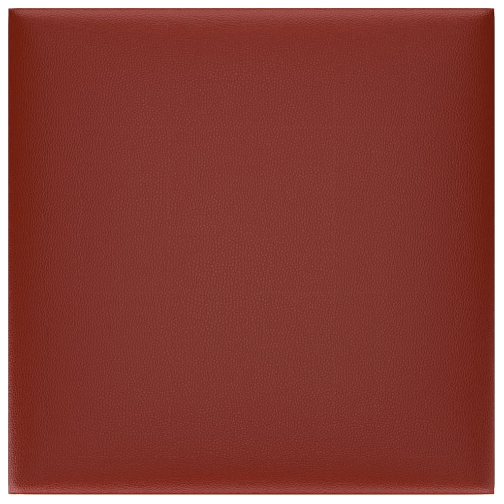 vidaXL Painel parede 12 pcs 30x30cm couro art. 1,08 m² vermelho tinto