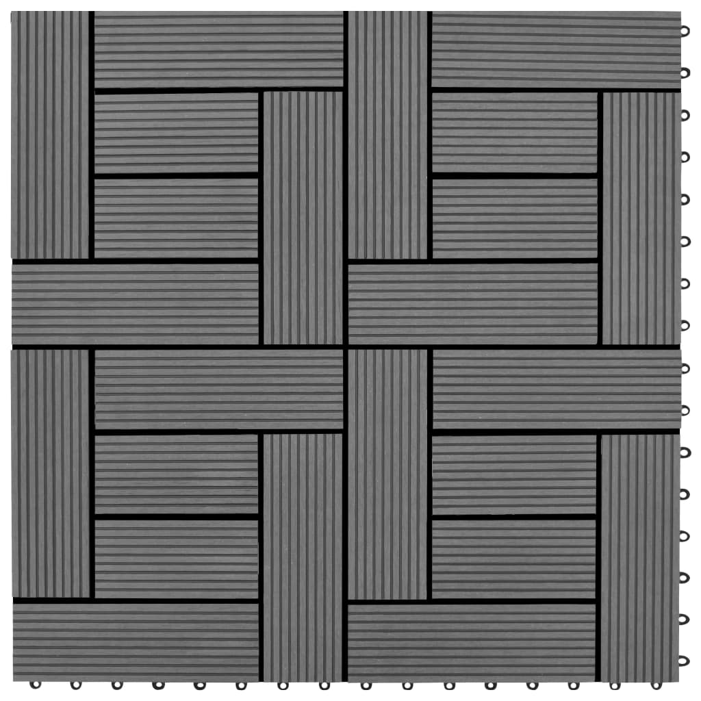 vidaXL Ladrilhos de pavimento 22 pcs WPC 2m² 30x30 cm cinzento