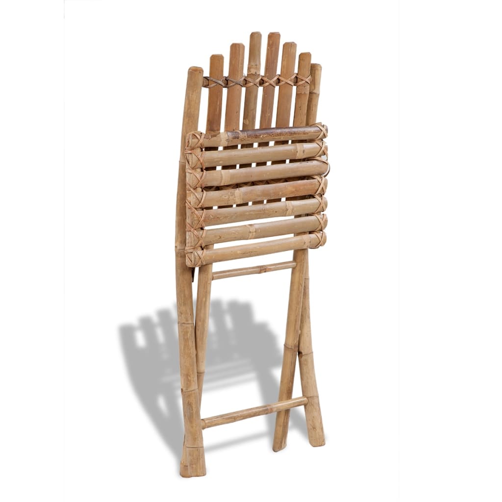 vidaXL Cadeiras de exterior dobráveis bambu 4 pcs