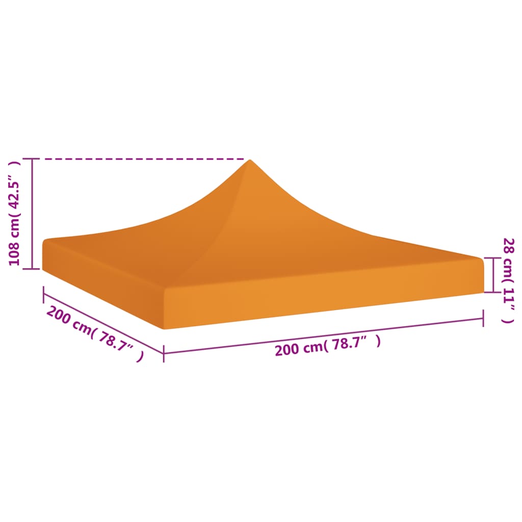 vidaXL Teto para tenda de festas 2x2 m 270 g/m² laranja