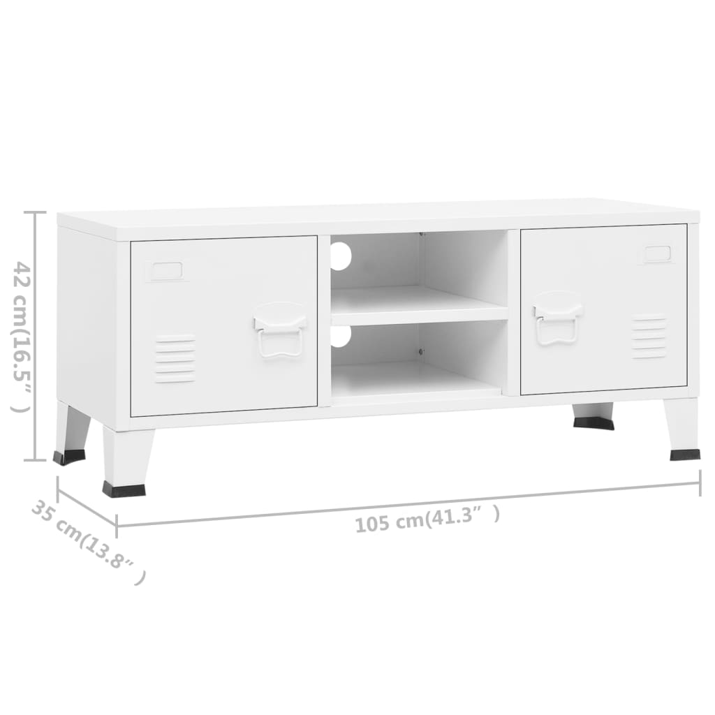 vidaXL Móvel de TV industrial 105x35x42 cm metal branco