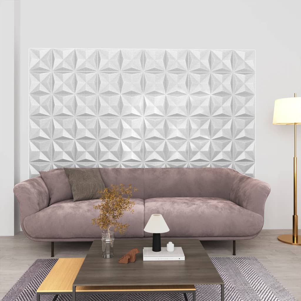 vidaXL Painéis de parede 3D 24 pcs 50x50 cm 6 m² origami branco