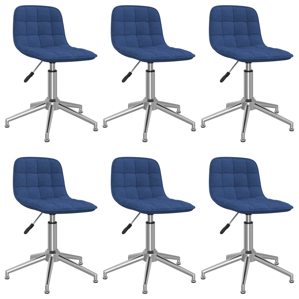vidaXL Cadeiras de jantar giratórias 6 pcs tecido azul