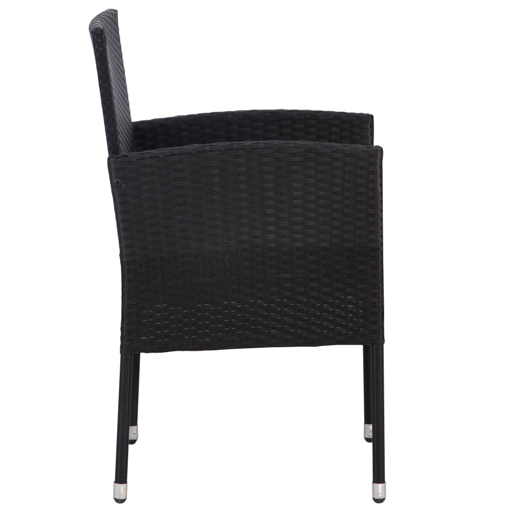 vidaXL Cadeiras de jardim em vime PE 2 pcs preto