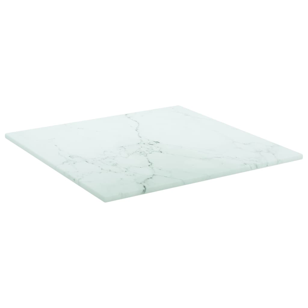 vidaXL Tampo mesa 30x30 cm 6 mm vidro temperado design mármore branco