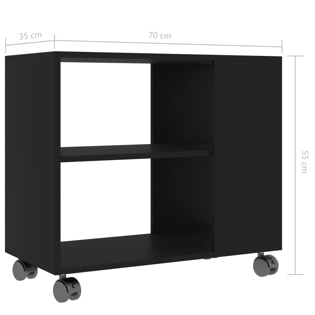 vidaXL Mesa de apoio 70x35x55 cm madeira processada preto