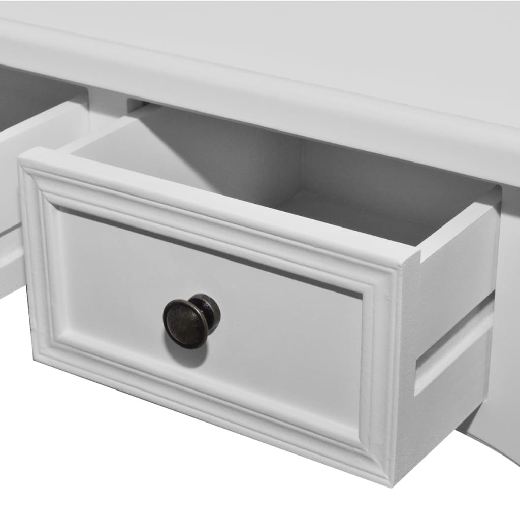 vidaXL Toucador/mesa consola com três gavetas branco