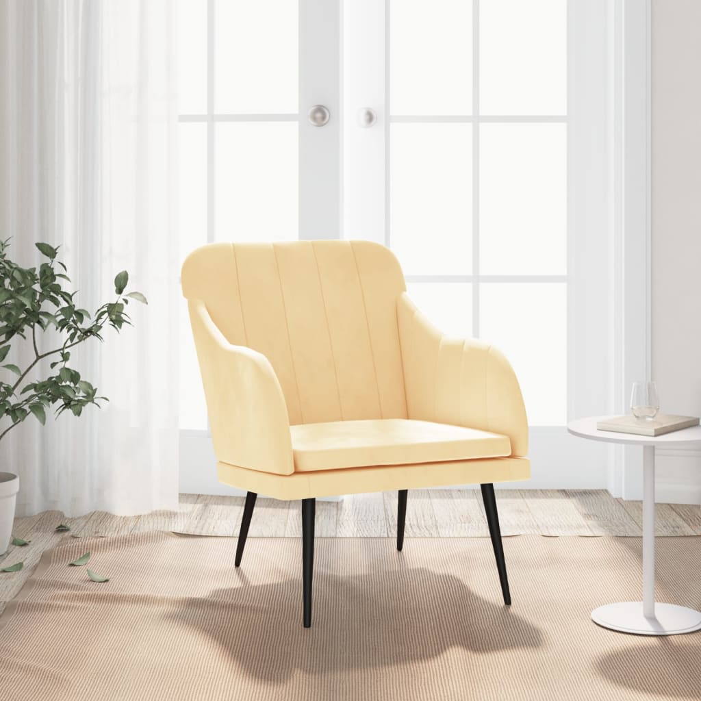 vidaXL Cadeira com apoio de braços 63x76x80 cm veludo cor creme