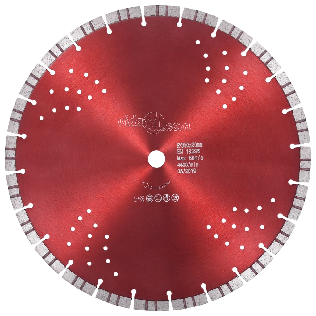 vidaXL Disco de corte de diamante com turbo e orifícios aço 350 mm