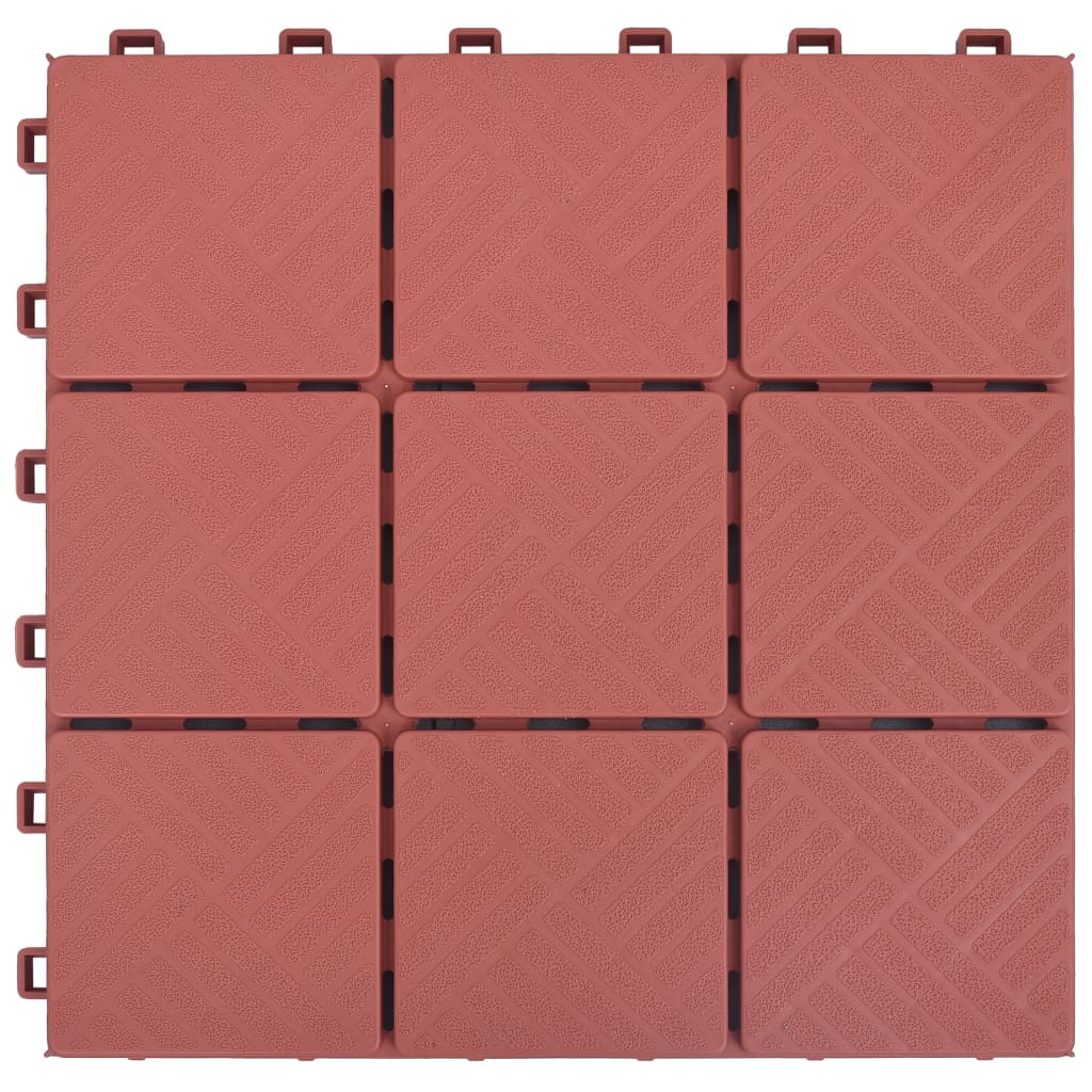 vidaXL Ladrilhos de terraço 10 pcs 30,5x30,5 cm plástico vermelho