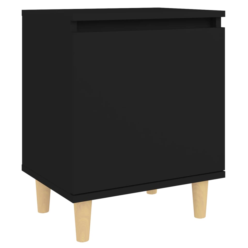 vidaXL Mesa de cabeceira c/ pernas madeira maciça 40x30x50 cm preto