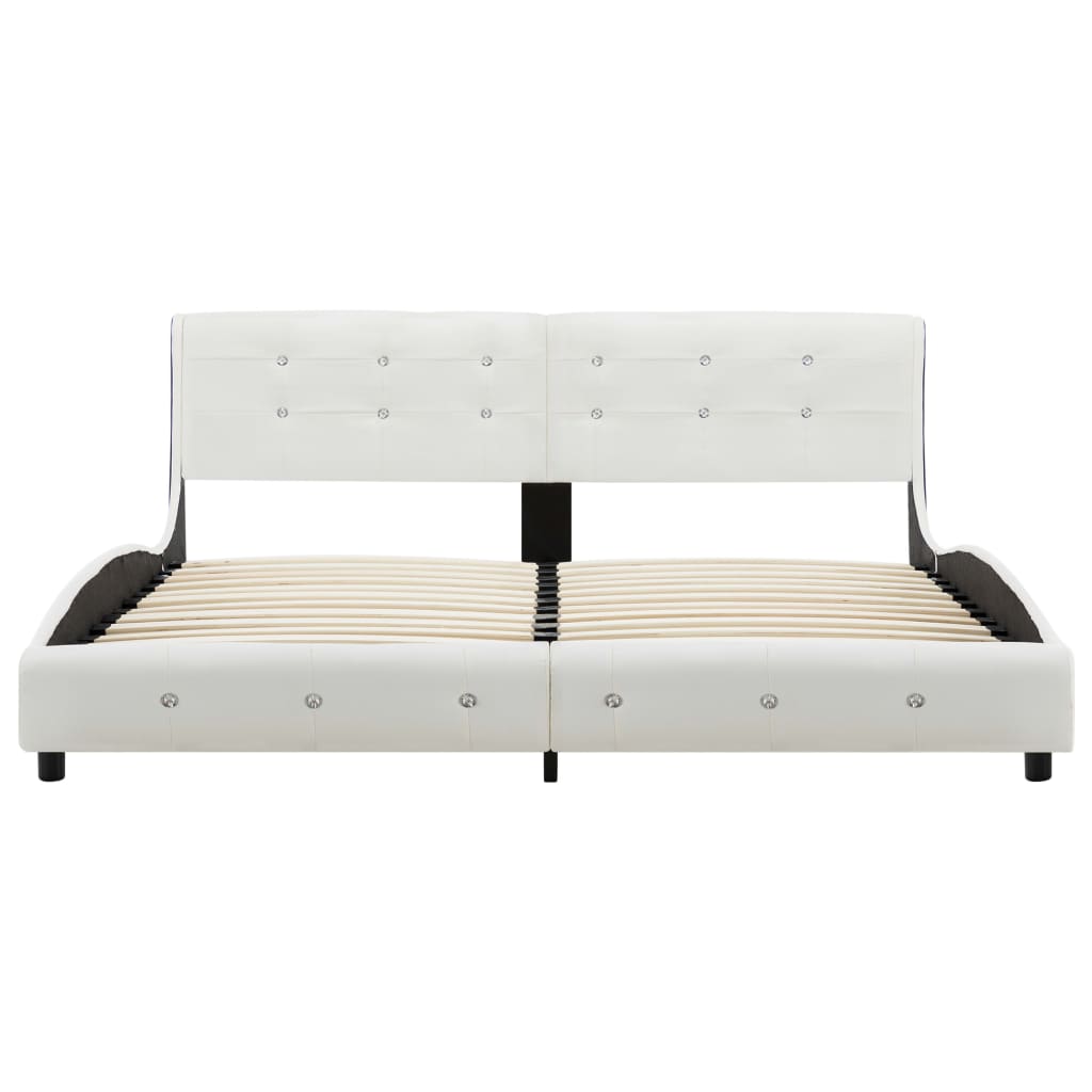 vidaXL Estrutura de cama em couro artificial 180x200 cm branco
