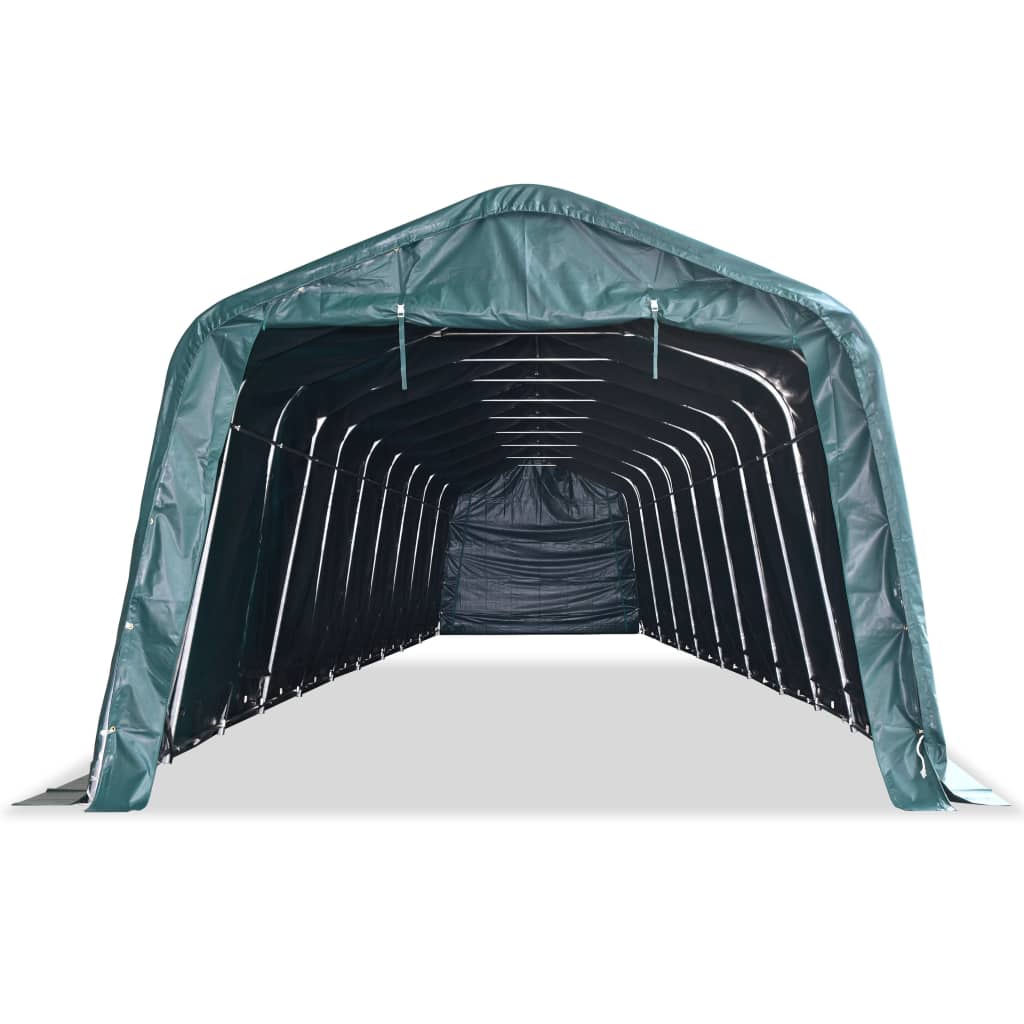 vidaXL Tenda para gado removível PVC 550 g/m² 3,3x16 m verde-escuro