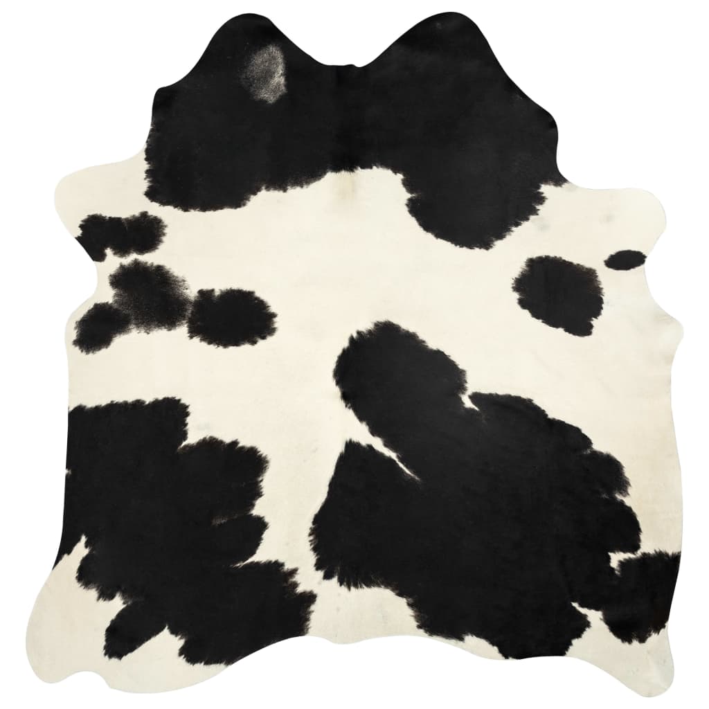 vidaXL Tapete em couro de vaca genuíno 180x220 cm preto e branco