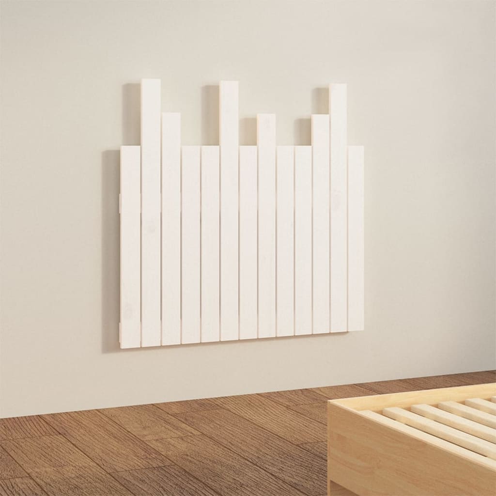vidaXL Cabeceira de parede 82,5x3x80 cm madeira de pinho maciça branco