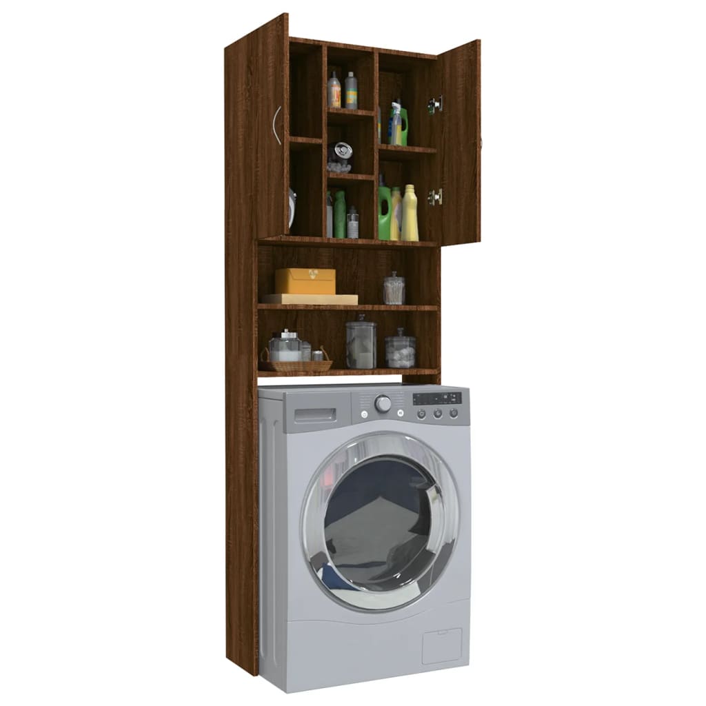 idaXL Armário máquina lavar roupa 64x25,5x190 cm carvalho castanho