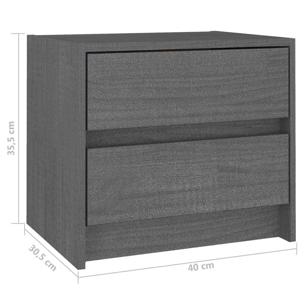 vidaXL Mesas de cabeceira 2 pcs 40x30,5x35,5 cm pinho maciço cinzento