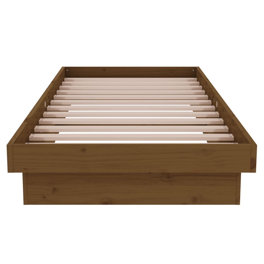 vidaXL Estrutura cama pequena solteiro 75x190 cm madeira castanho mel
