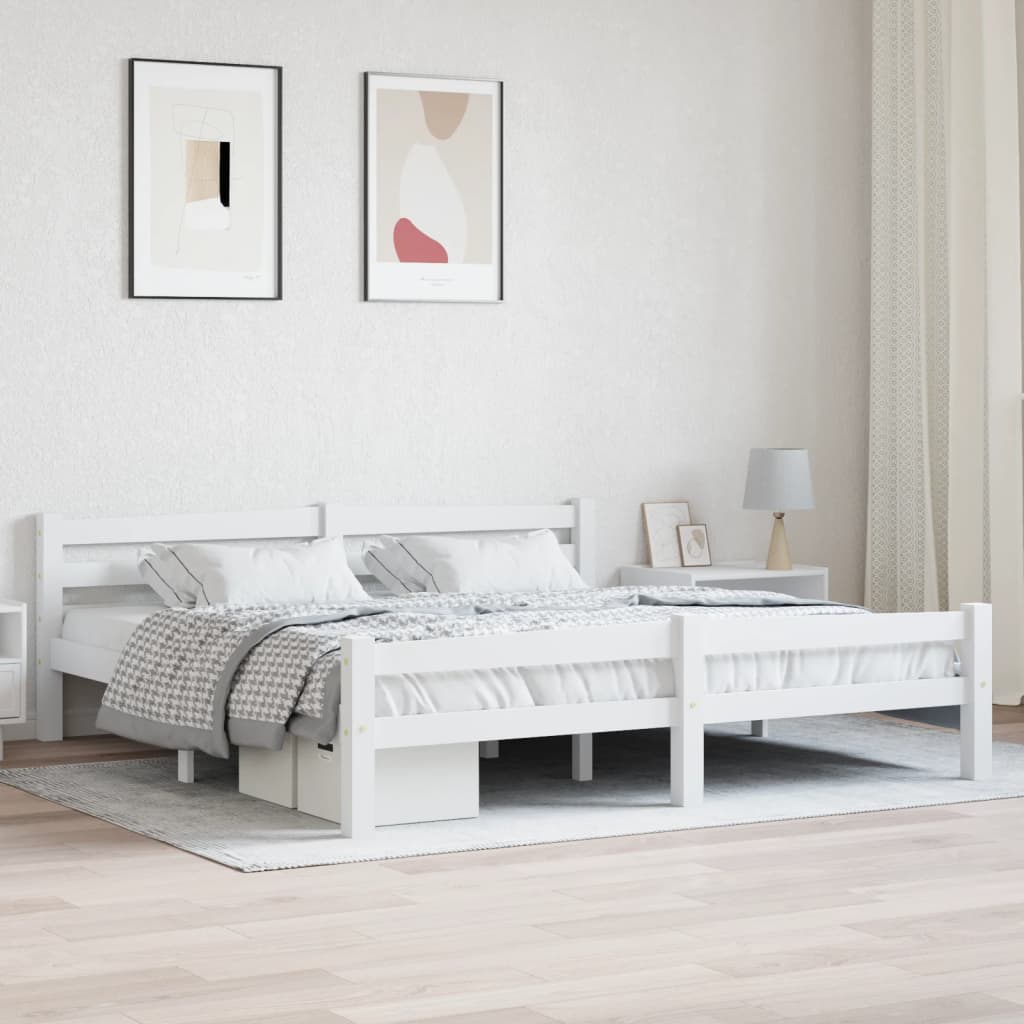 vidaXL Estrutura de cama em pinho maciço 180x200 cm branco