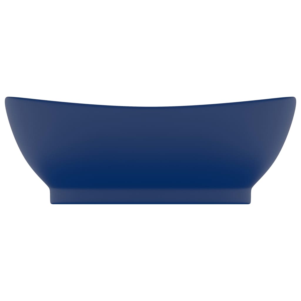 vidaXL Lavatório luxuoso oval 58,5x39 cm cerâmica azul-escuro mate