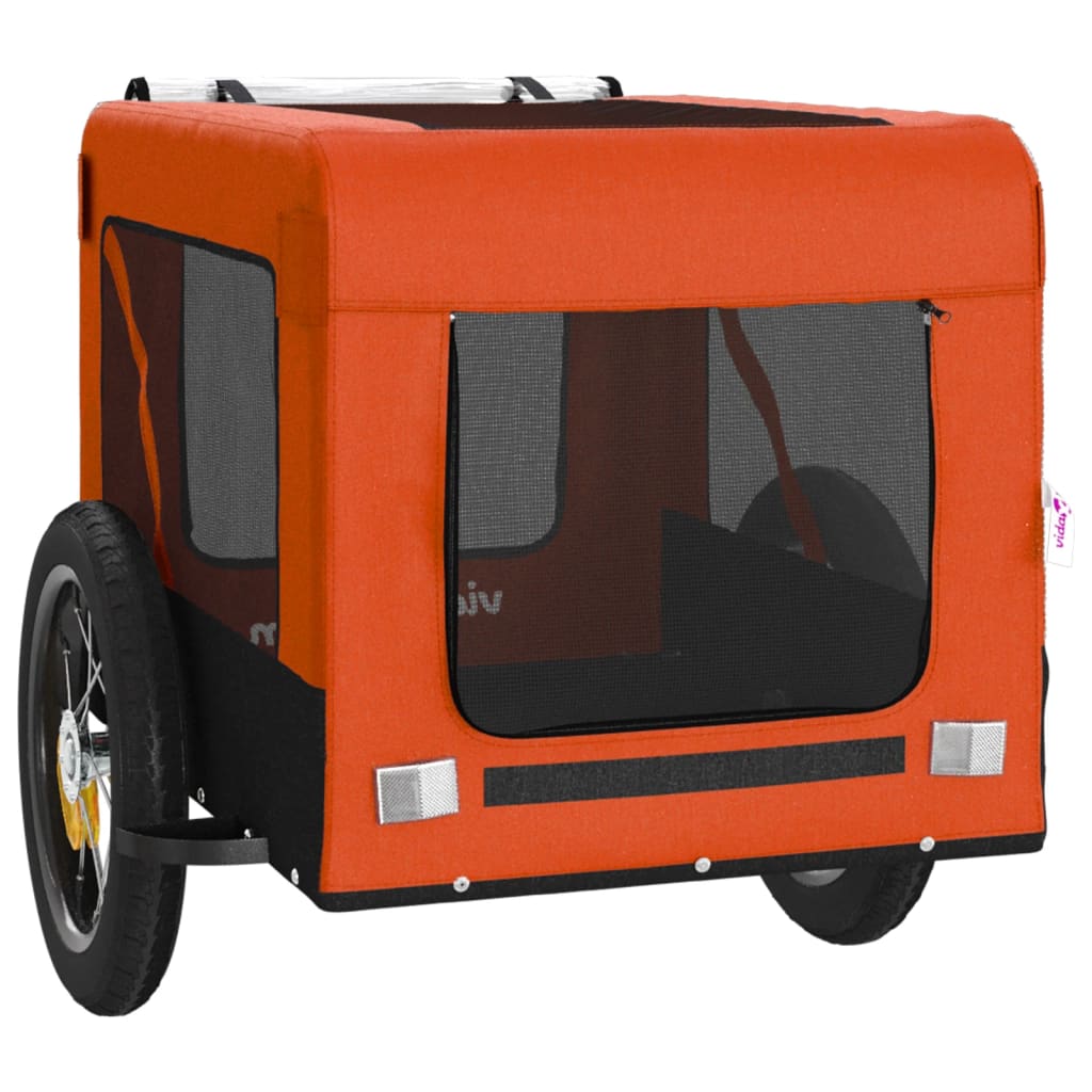 vidaXL Reboque bicicleta p/ animais tecido oxford/ferro laranja/preto