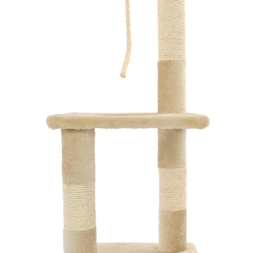 vidaXL Árvore para gatos c/ postes arranhadores sisal 109 cm bege