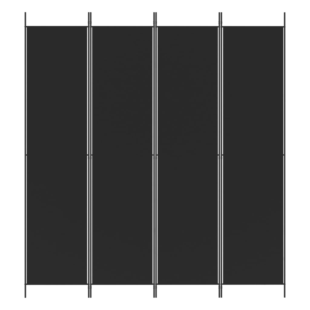 vidaXL Biombo/divisória com 4 painéis 200x220 cm tecido preto